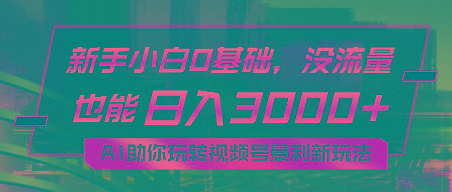 小白0基础，没流量也能日入3000+：AI助你玩转视频号暴利新玩法-随风资源网