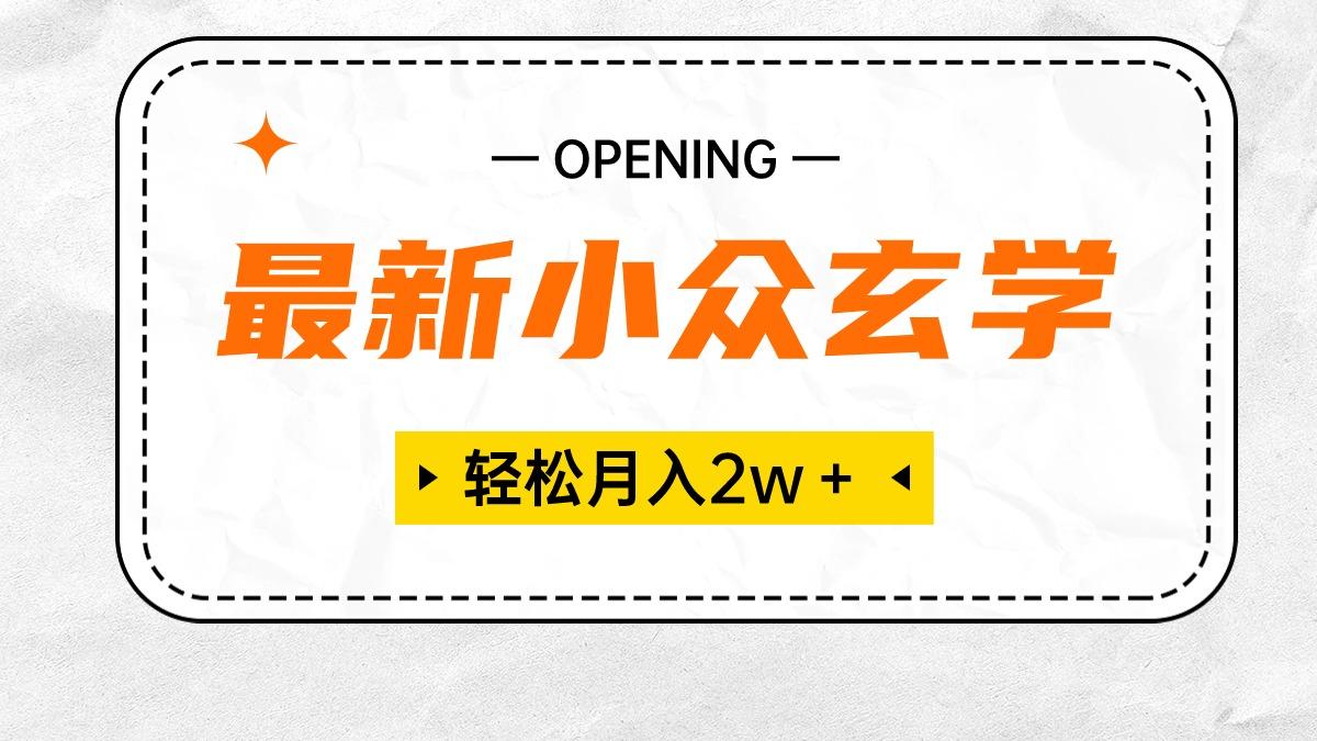 最新小众玄学项目，保底月入2W＋ 无门槛高利润，小白也能轻松掌握-随风资源网
