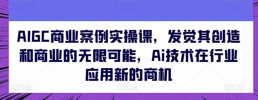 AIGC商业案例实操课，发觉其创造和商业的无限可能，Ai技术在行业应用新的商机-随风资源网