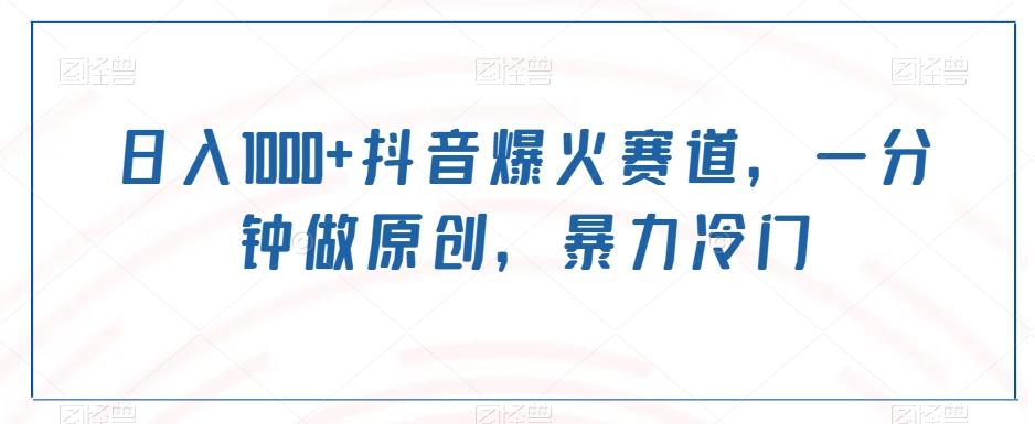 日入1000+抖音爆火赛道，一分钟做原创，暴力冷门-随风资源网