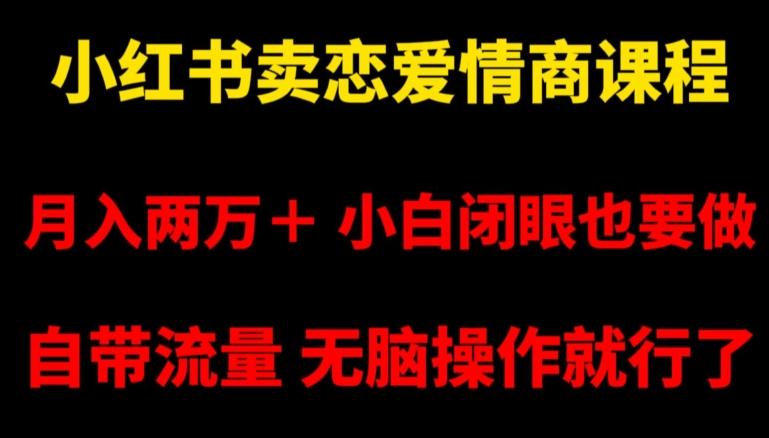 小红书卖恋爱情商课程，月入两万＋，小白闭眼也要做，自带流量，无脑操作就行了【揭秘】-随风资源网