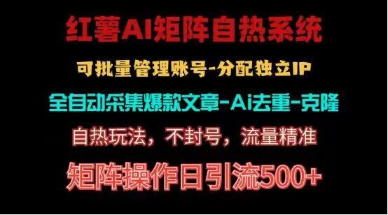 红薯矩阵自热系统，独家不死号引流玩法！矩阵操作日引流500+-随风资源网