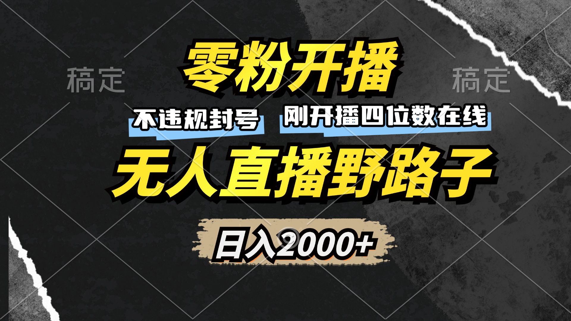 零粉开播，无人直播野路子，日入2000+，不违规封号，躺赚收益！-随风资源网