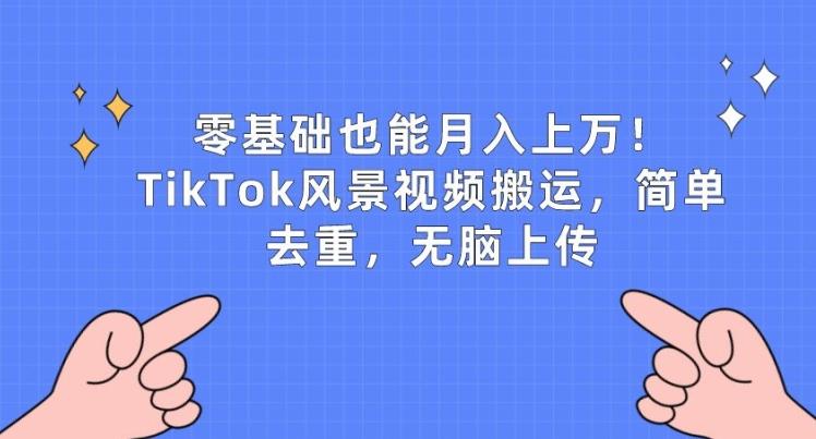 零基础也能月入上w，TikTok风景视频搬运，简单去重，无脑上传【揭秘】-随风资源网