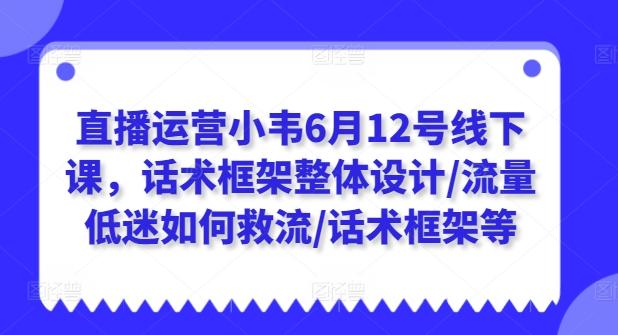 直播运营小韦6月12号线下课，话术框架整体设计/流量低迷如何救流/话术框架等-随风资源网