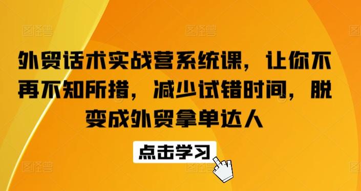 外贸话术实战营系统课，让你不再不知所措，减少试错时间，脱变成外贸拿单达人-随风资源网