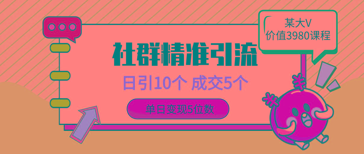 (9870期)社群精准引流高质量创业粉，日引10个，成交5个，变现五位数-随风资源网