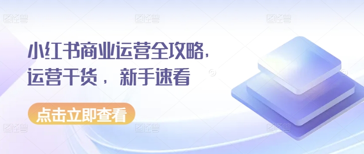 小红书商业运营全攻略，运营干货 ，新手速看-随风资源网