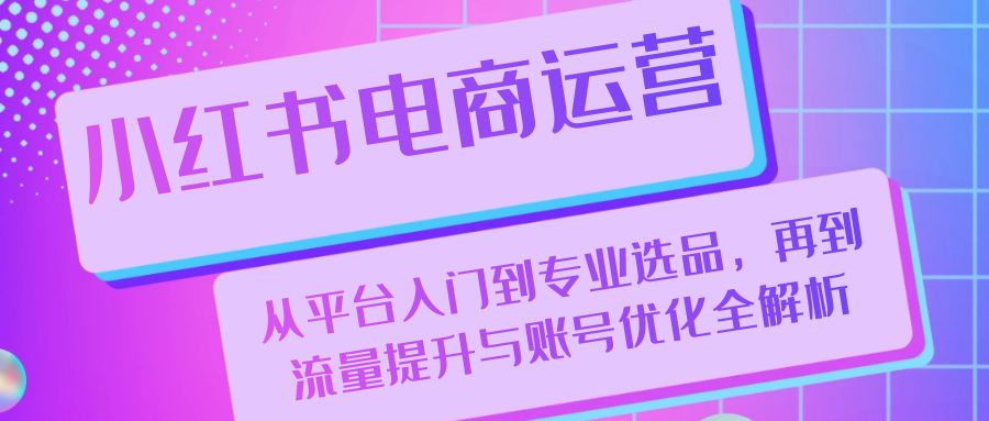 小红书电商运营：从平台入门到专业选品，再到流量提升与账号优化全解析-随风资源网