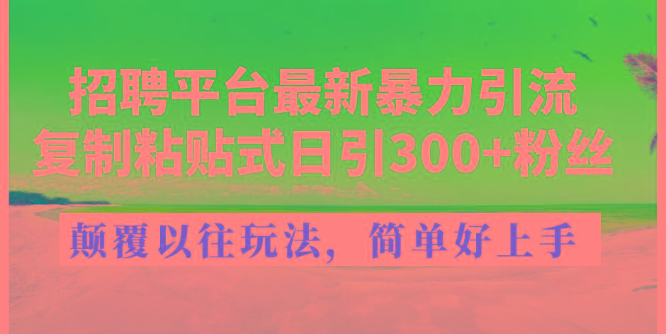招聘平台最新暴力引流，复制粘贴式日引300+粉丝，颠覆以往垃圾玩法，简…-随风资源网