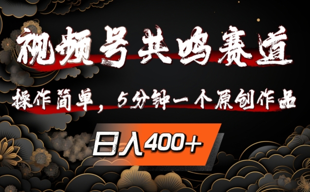 视频号共鸣赛道，操作简单，5分钟1个原创作品，日入几张【揭秘】-随风资源网