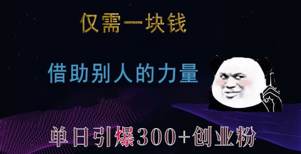 仅需一块钱，借助别人的力量，单日引爆300+创业粉、兼职粉【揭秘】-随风资源网