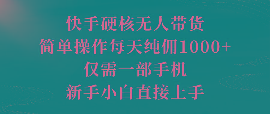 (9861期)快手硬核无人带货，简单操作每天纯佣1000+,仅需一部手机，新手小白直接上手-随风资源网