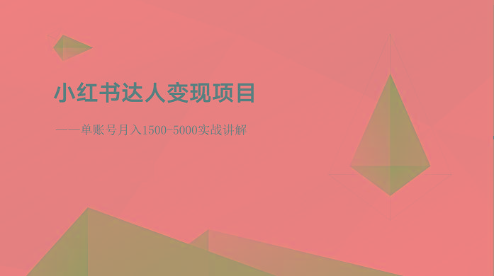 小红书达人变现项目：单账号月入1500-3000实战讲解-随风资源网
