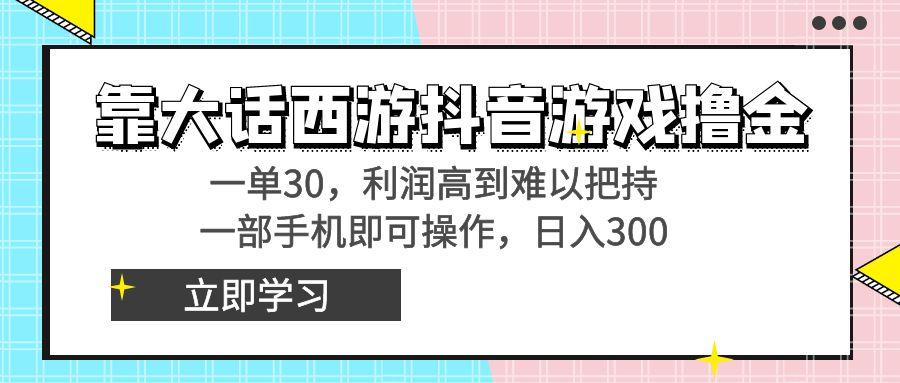 靠大话西游抖音游戏撸金，一单30，利润高到难以把持，一部手机即可操作…-随风资源网