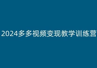 2024多多视频变现教学训练营，新手保姆级教程，适合新手小白-随风资源网