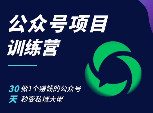公众号项目训练营，30天做1个赚钱的公众号，秒变私域大佬-随风资源网