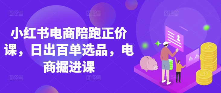 小红书电商陪跑正价课，小红书官方认证电商讲师教学，日出百单选品，电商掘进课-随风资源网