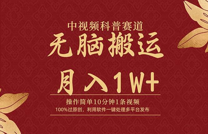 (9846期)中视频科普赛道，10分钟1条视频，条条爆款，100%过原创，无脑搬运月入1W+-随风资源网