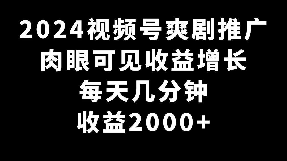 2024视频号爽剧推广，肉眼可见的收益增长，每天几分钟收益2000+-随风资源网