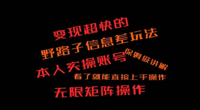 变现超快的野路子信息差玩法，本人实操账号保姆级讲解-随风资源网