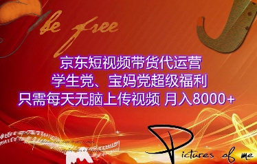 京东短视频带货代运营，学生党、宝妈党超级福利，只需每天无脑上传视频，月入8000+【仅揭秘】-随风资源网