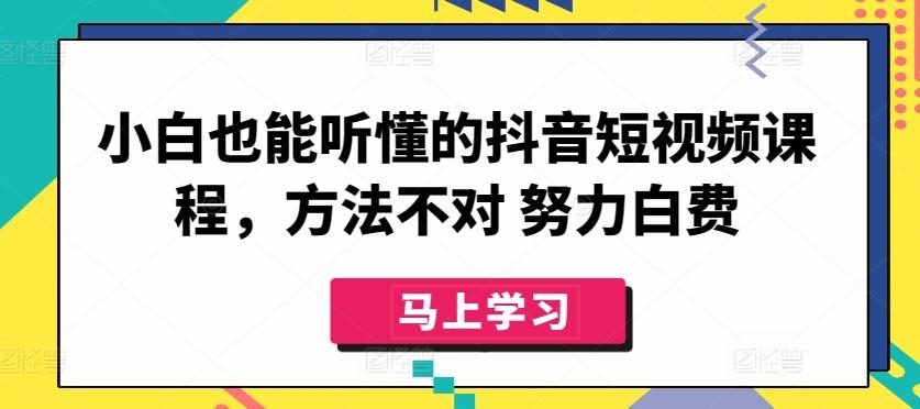 小白也能听懂的抖音短视频课程，方法不对 努力白费-随风资源网