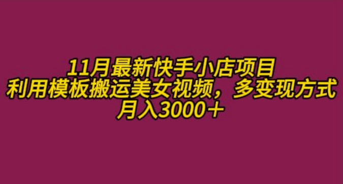 11月K总部落快手小店情趣男粉项目，利用模板搬运美女视频，多变现方式月入3000+-随风资源网
