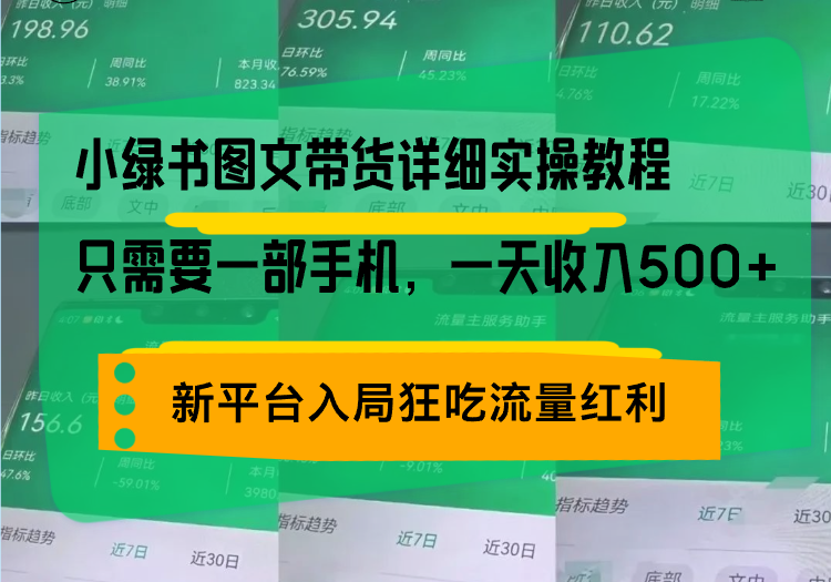 小绿书图文带货详细实操教程，只需要一部手机，一天收入500+，轻松变现-随风资源网