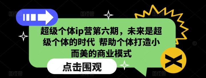 超级个体ip营第六期，未来是超级个体的时代  帮助个体打造小而美的商业模式-随风资源网