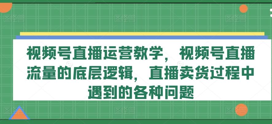 视频号直播运营教学，视频号直播流量的底层逻辑，直播卖货过程中遇到的各种问题-随风资源网