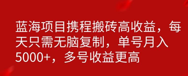 携程搬砖项目，只需每天无脑复制，月入5000+-随风资源网