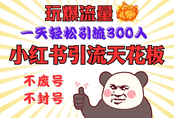 小红书引流天花板，玩爆流量，一天轻松引流300人，安全操作-随风资源网