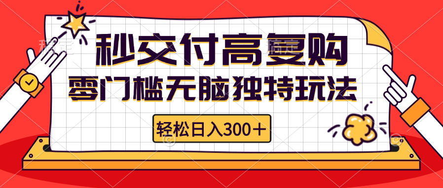 零门槛无脑独特玩法 轻松日入300+秒交付高复购   矩阵无上限-随风资源网