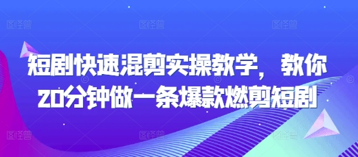 短剧快速混剪实操教学，教你20分钟做一条爆款燃剪短剧-随风资源网