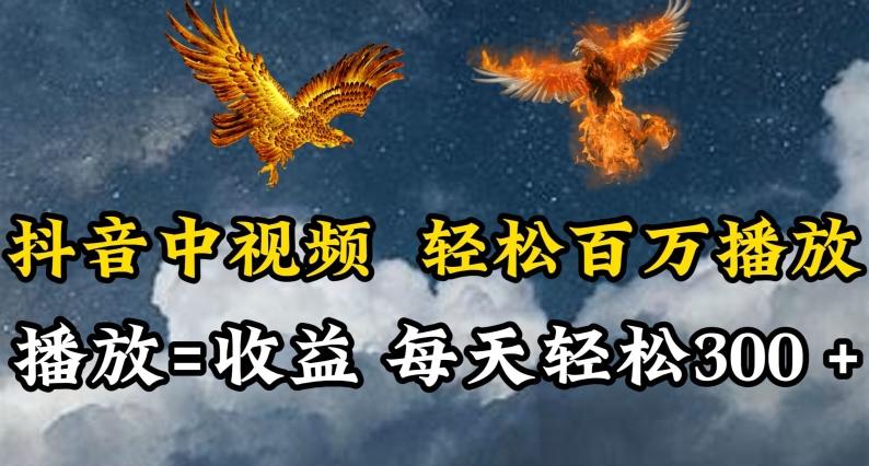 抖音中视频轻松百万播放，有播放就有收益，每天轻松两三张【揭秘】-随风资源网