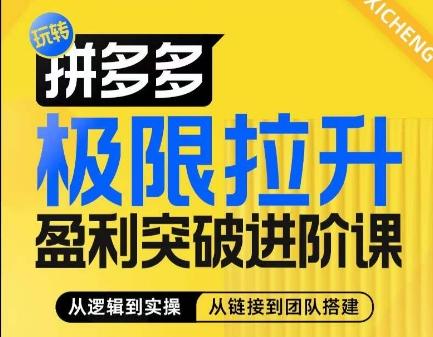 拼多多极限拉升盈利突破进阶课，​从算法到玩法，从玩法到团队搭建，体系化系统性帮助商家实现利润提升-随风资源网