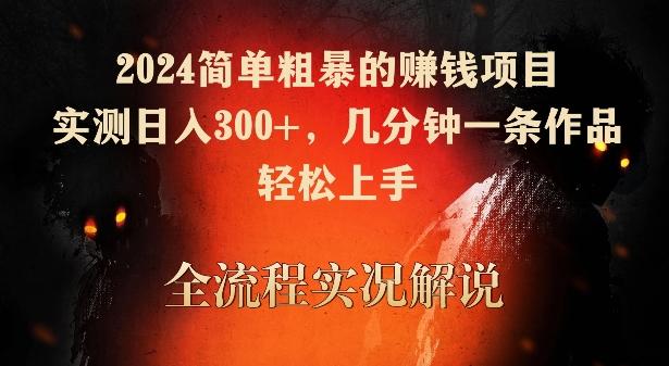 2024简单粗暴的赚钱项目，实测日入300+，几分钟一条作品，轻松上手【揭秘】-随风资源网