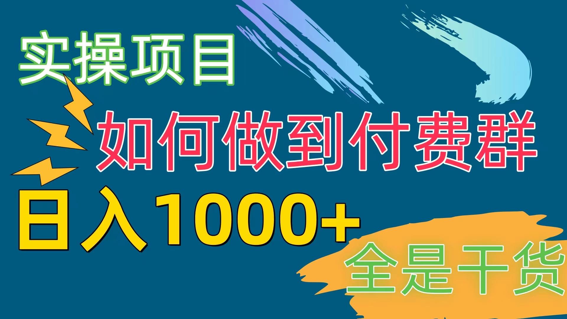[实操项目]付费群赛道，日入1000+-随风资源网