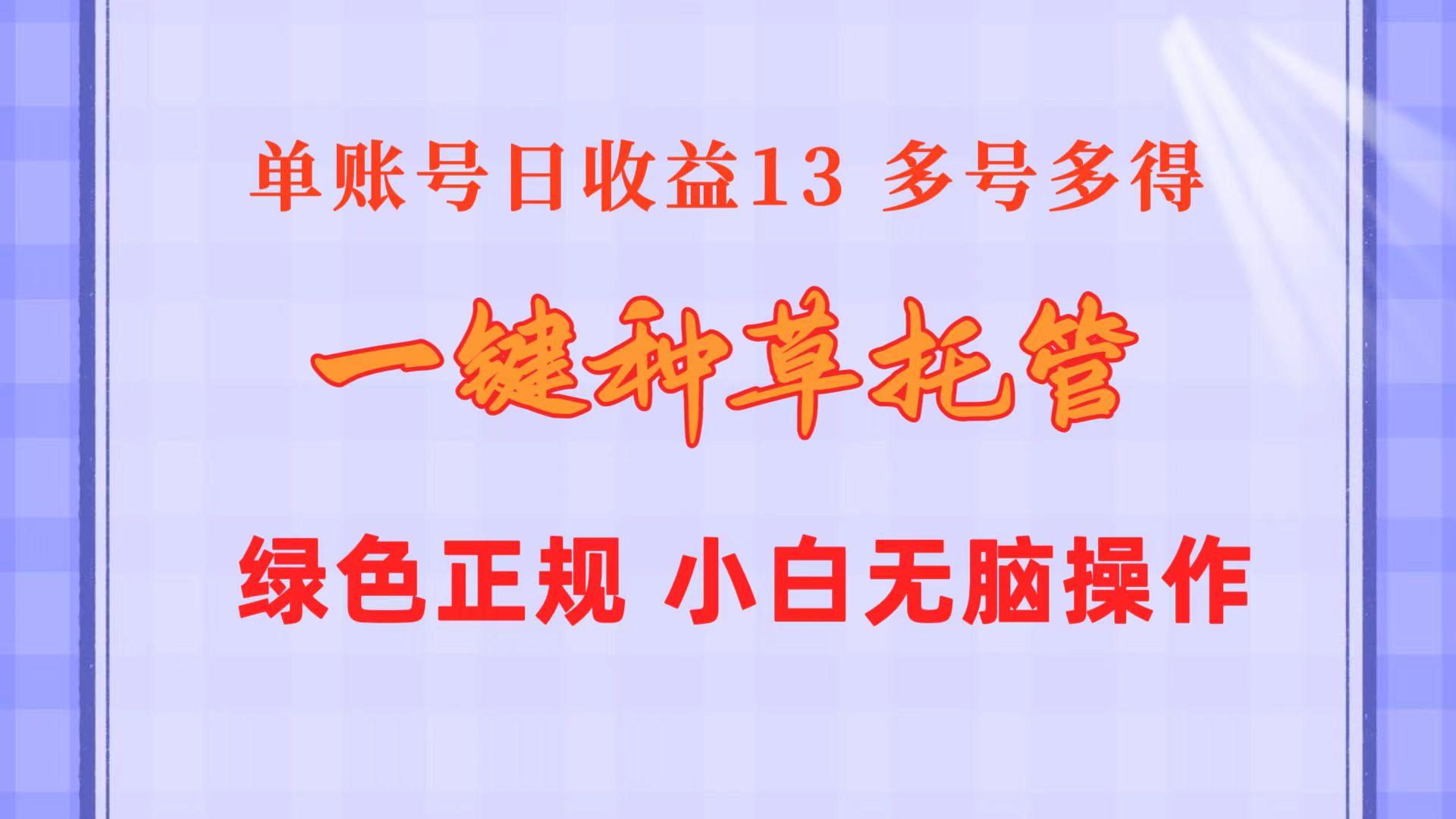 一键种草托管 单账号日收益13元  10个账号一天130  绿色稳定 可无限推广-随风资源网