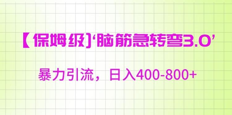 保姆级脑筋急转弯3.0，暴力引流，日入400-800+【揭秘】-随风资源网
