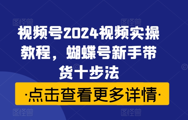 视频号2024视频实操教程，蝴蝶号新手带货十步法-随风资源网