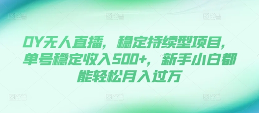 DY无人直播，稳定持续型项目，单号稳定收入500+，新手小白都能轻松月入过万【揭秘】-随风资源网