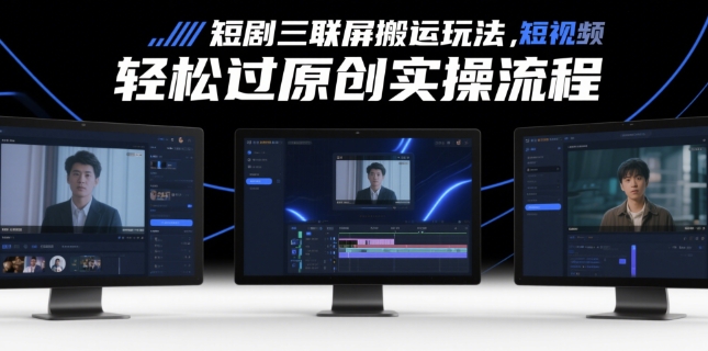 短剧三联屏搬运玩法，短剧搬运轻松过原创实操流程-随风资源网