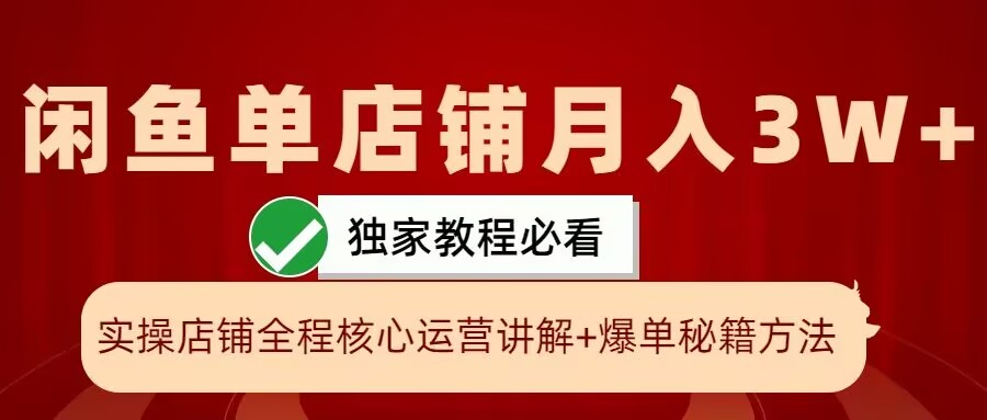 闲鱼单店铺月入3W+实操展示，爆单核心秘籍，一学就会【揭秘】-随风资源网
