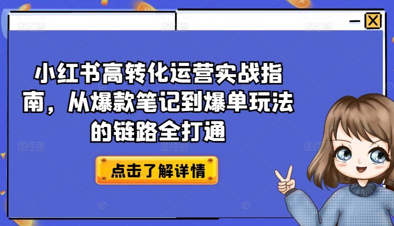 小红书高转化运营实战指南，从爆款笔记到爆单玩法的链路全打通-随风资源网