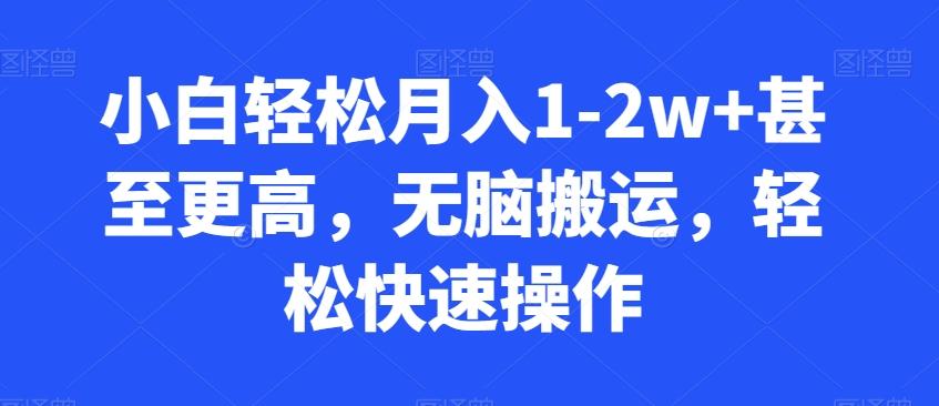 小白轻松月入1-2w+甚至更高，无脑搬运，轻松快速操作-随风资源网