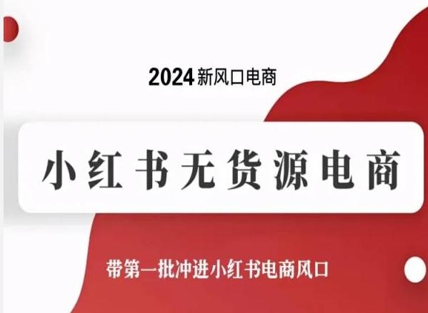 2024新风口电商，小红书无货源电商，带第一批冲进小红书电商风口-随风资源网