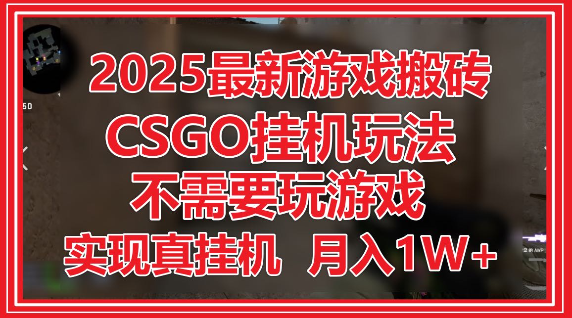 2025最新游戏搬砖，CSGO挂机，不需要玩游戏，实现真挂机，月入1W+-随风资源网
