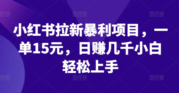小红书拉新暴利项目，一单15元，日赚几千小白轻松上手【揭秘】-随风资源网